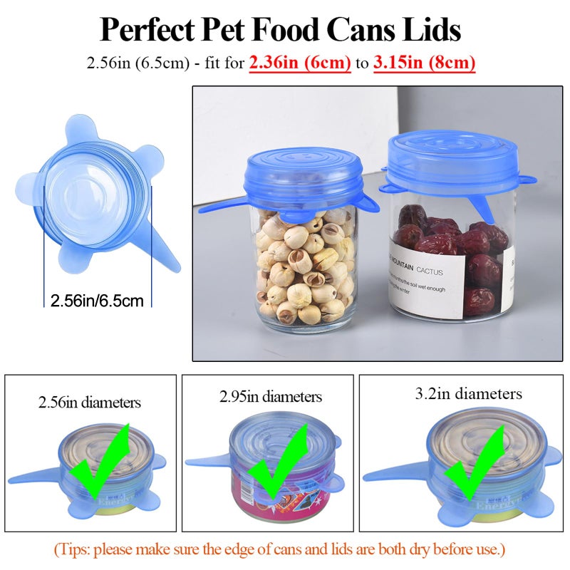 Adpartner Silicone Can Lids (10 Pack, All 2.6'' Diameter), Reusable Silicone Stretch Lids for Pet Food Cans, BPA-free Seal Can Covers for Yogurt Jars Soda Regular Mason Jars Canned Pet Foods - Image 2